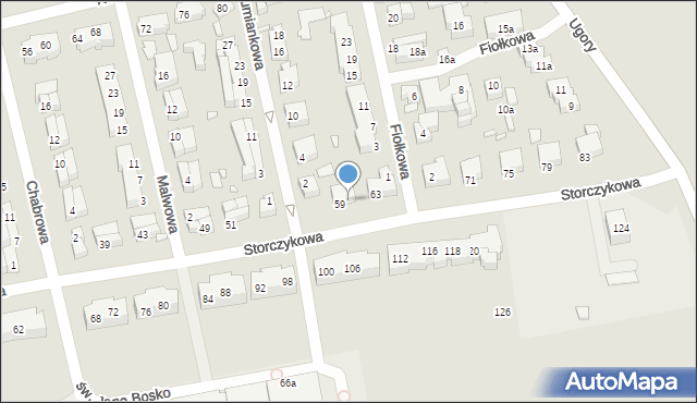 Toruń, Storczykowa, 61, mapa Torunia