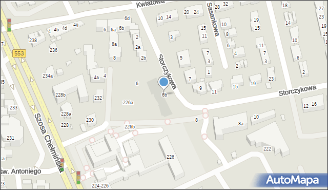 Toruń, Storczykowa, 6b, mapa Torunia