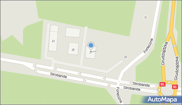 Toruń, Strobanda Henryka, 27, mapa Torunia