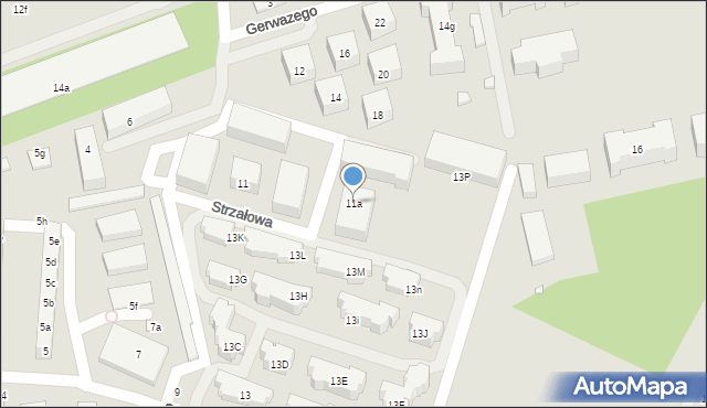 Toruń, Strzałowa, 11a, mapa Torunia
