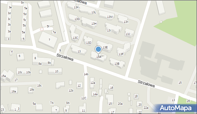 Toruń, Strzałowa, 13A, mapa Torunia