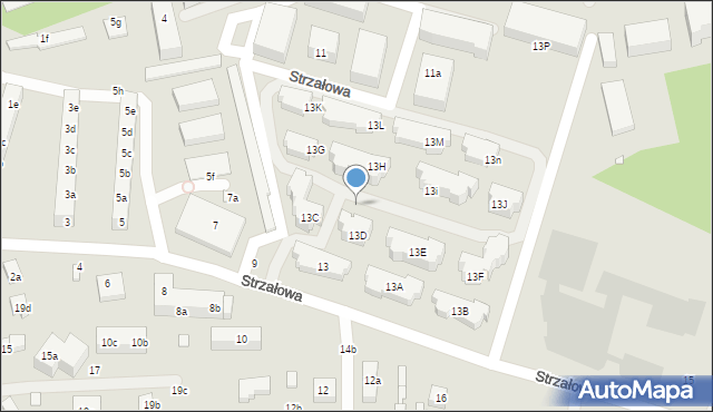 Toruń, Strzałowa, 17a, mapa Torunia