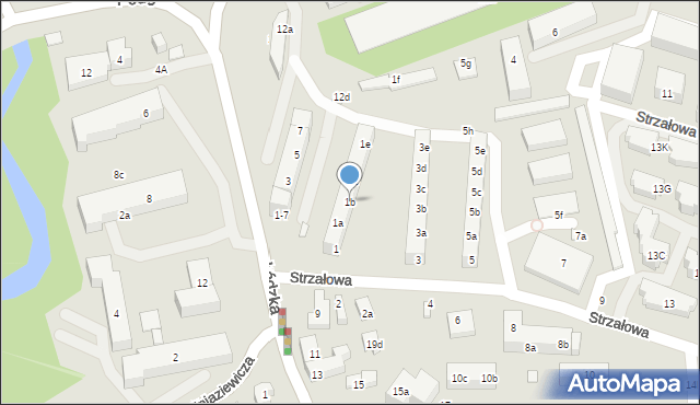Toruń, Strzałowa, 1b, mapa Torunia