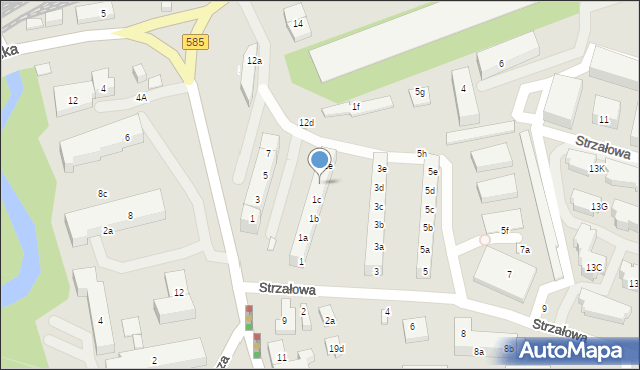 Toruń, Strzałowa, 1d, mapa Torunia