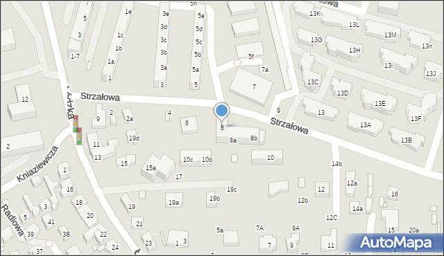 Toruń, Strzałowa, 8, mapa Torunia