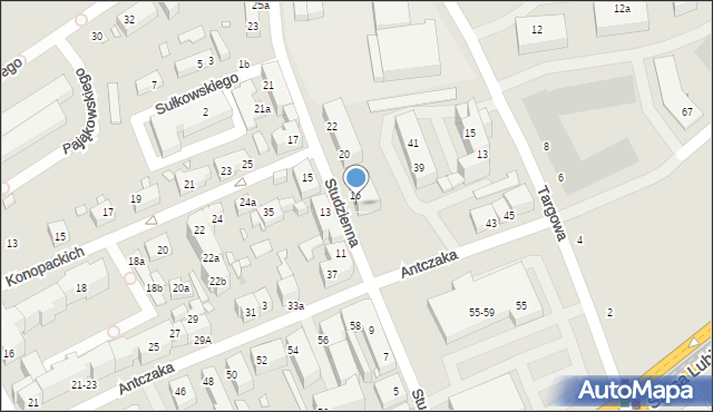 Toruń, Studzienna, 16-18, mapa Torunia