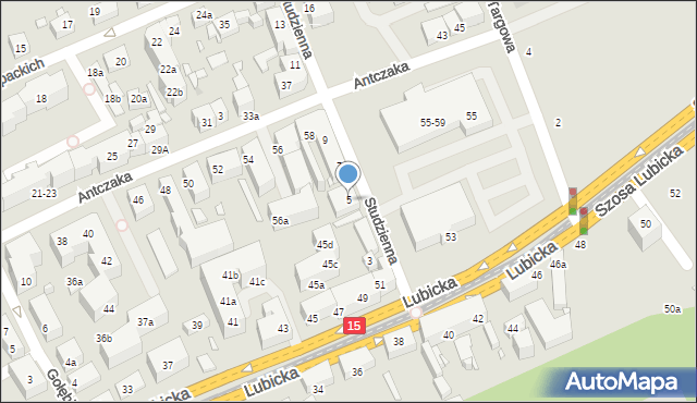 Toruń, Studzienna, 5, mapa Torunia