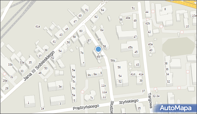 Toruń, Studzienna, 63, mapa Torunia