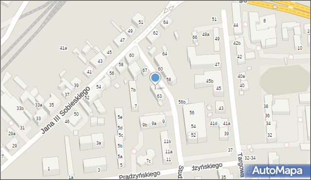 Toruń, Studzienna, 65, mapa Torunia