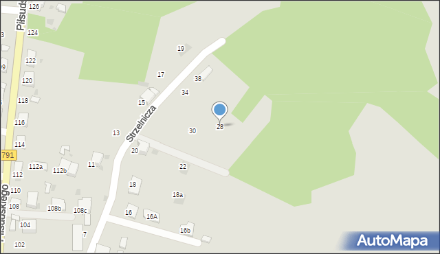 Trzebinia, Strzelnicza, 28, mapa Trzebinia