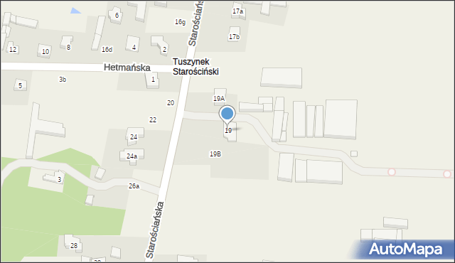 Tuszynek Majoracki, Starościańska, 19, mapa Tuszynek Majoracki