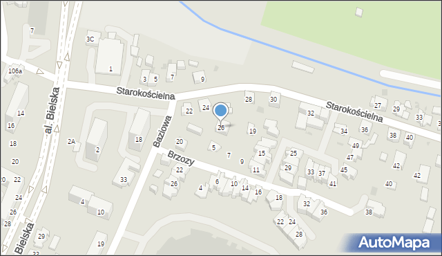 Tychy, Starokościelna, 26, mapa Tychów