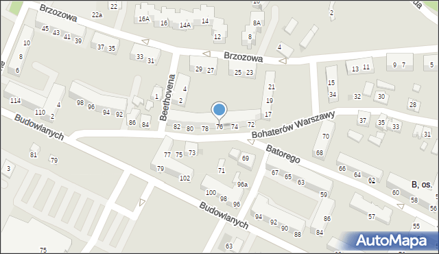Tychy, Stefana Batorego, 76, mapa Tychów