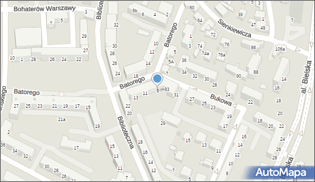 Tychy, Stefana Batorego, 9, mapa Tychów