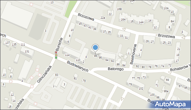 Tychy, Stefana Batorego, 98, mapa Tychów