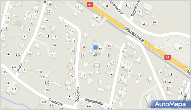 Tychy, Studzienna, 19, mapa Tychów