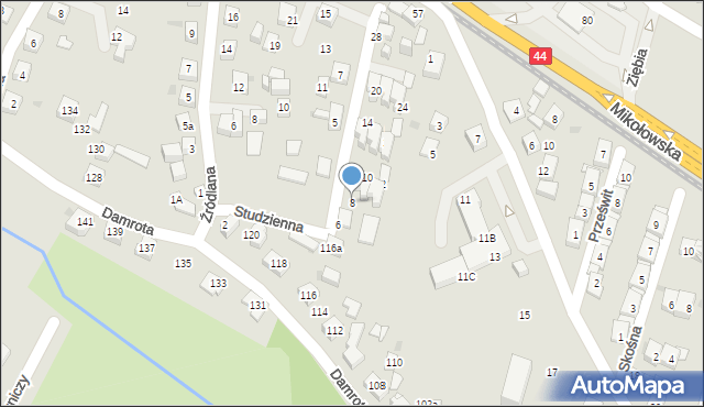 Tychy, Studzienna, 8, mapa Tychów