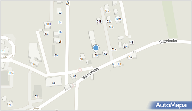 Tychy, Strzelecka, 56, mapa Tychów