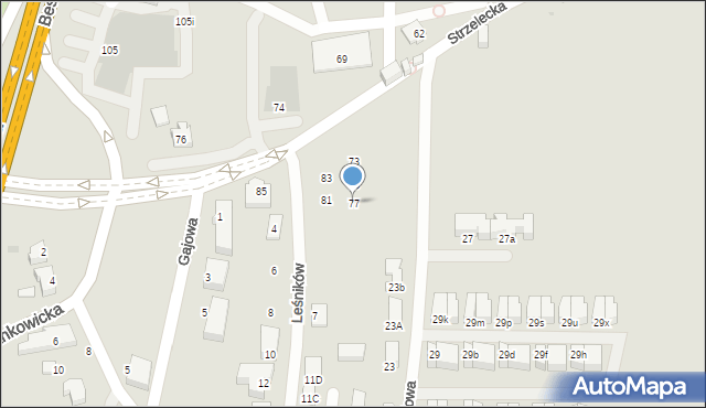 Tychy, Strzelecka, 77, mapa Tychów