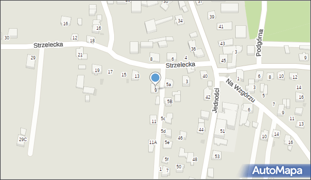 Tychy, Strzelecka, 9, mapa Tychów