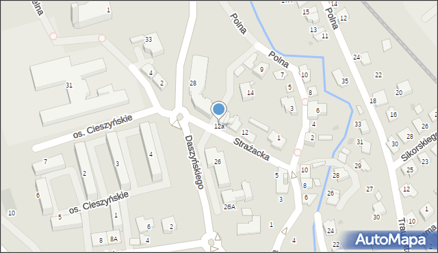 Ustroń, Strażacka, 12a, mapa Ustroń