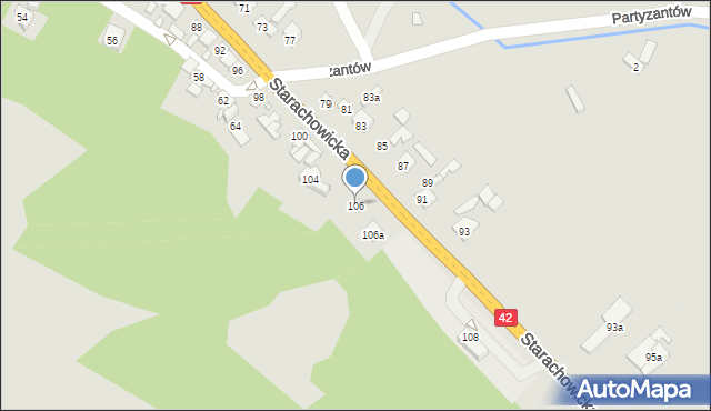 Wąchock, Starachowicka, 106, mapa Wąchock