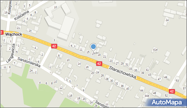 Wąchock, Starachowicka, 17, mapa Wąchock