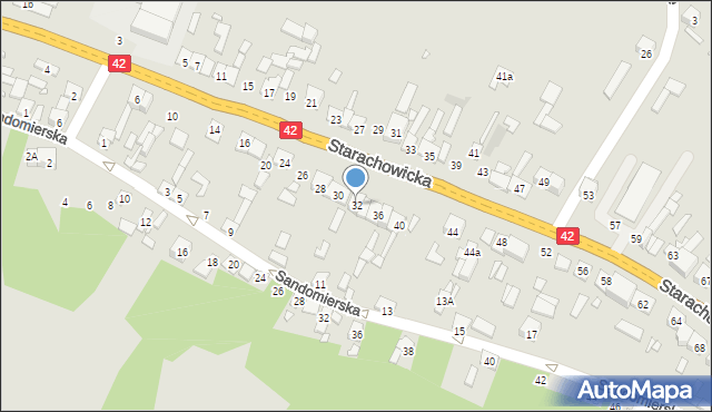 Wąchock, Starachowicka, 32, mapa Wąchock