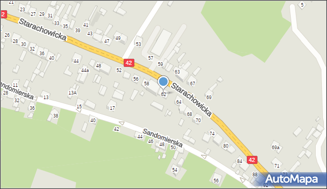 Wąchock, Starachowicka, 62, mapa Wąchock