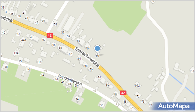 Wąchock, Starachowicka, 69, mapa Wąchock