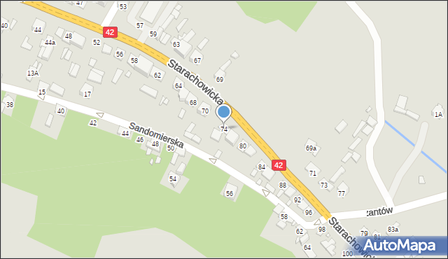 Wąchock, Starachowicka, 74, mapa Wąchock