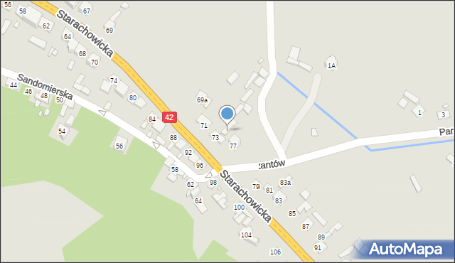 Wąchock, Starachowicka, 75a, mapa Wąchock