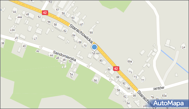 Wąchock, Starachowicka, 76, mapa Wąchock