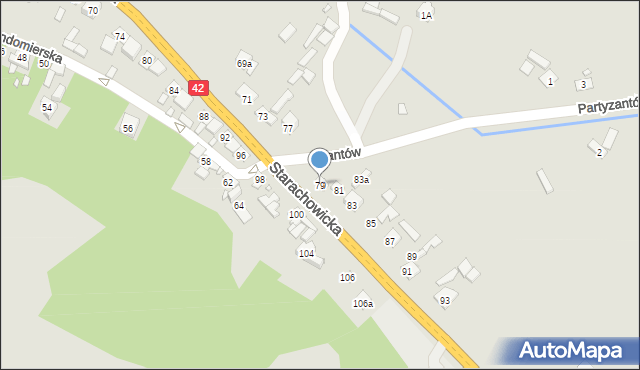 Wąchock, Starachowicka, 79, mapa Wąchock