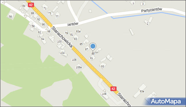 Wąchock, Starachowicka, 89, mapa Wąchock