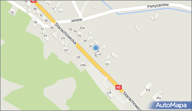 Wąchock, Starachowicka, 91, mapa Wąchock