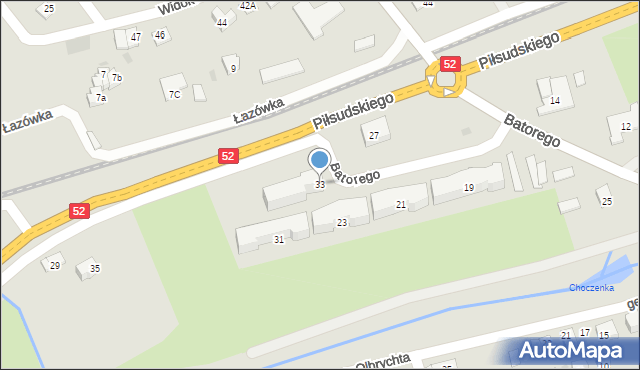 Wadowice, Stefana Batorego, 33, mapa Wadowice