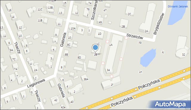 Warszawa, Strzelców, 1B, mapa Warszawy