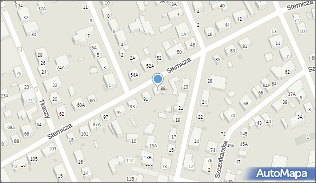 Warszawa, Sternicza, 89A, mapa Warszawy