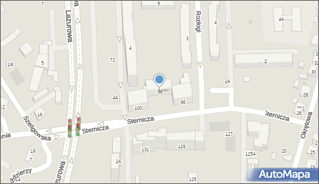 Warszawa, Sternicza, 98, mapa Warszawy