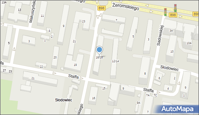 Warszawa, Staffa Leopolda, 16/18, mapa Warszawy