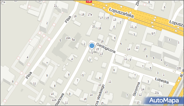 Warszawa, Startowa, 1, mapa Warszawy