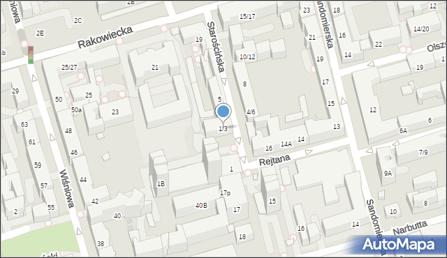 Warszawa, Starościńska, 1/3, mapa Warszawy