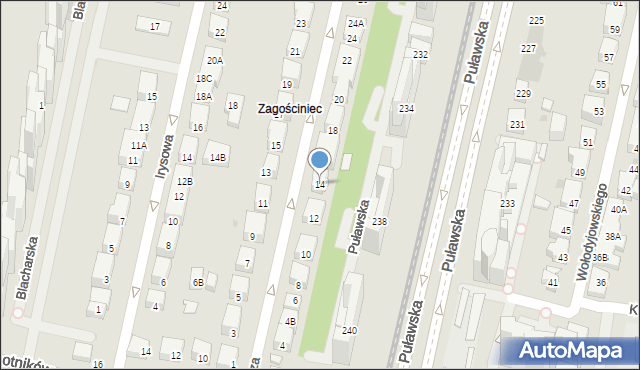 Warszawa, Stwosza Wita, 14, mapa Warszawy