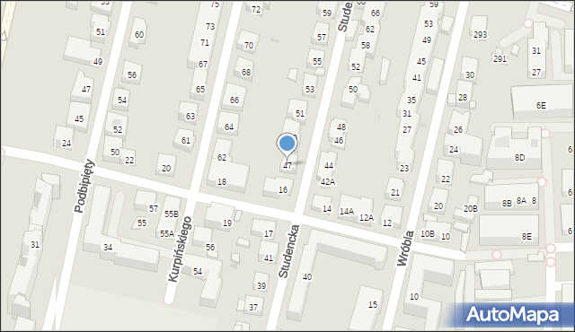 Warszawa, Studencka, 47, mapa Warszawy