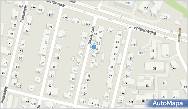 Warszawa, Studencka, 54, mapa Warszawy