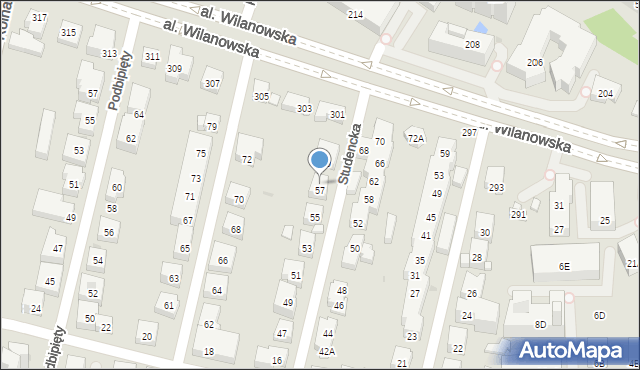 Warszawa, Studencka, 57A, mapa Warszawy