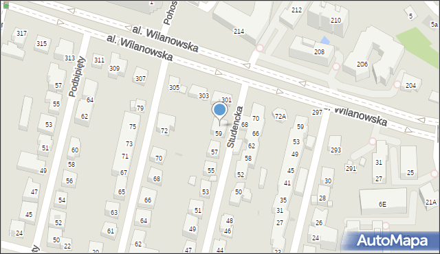 Warszawa, Studencka, 59A, mapa Warszawy