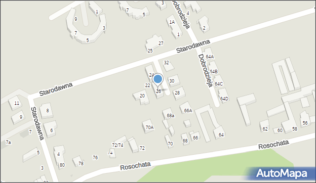 Warszawa, Starodawna, 26, mapa Warszawy