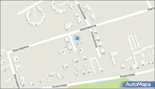 Warszawa, Starodawna, 30, mapa Warszawy